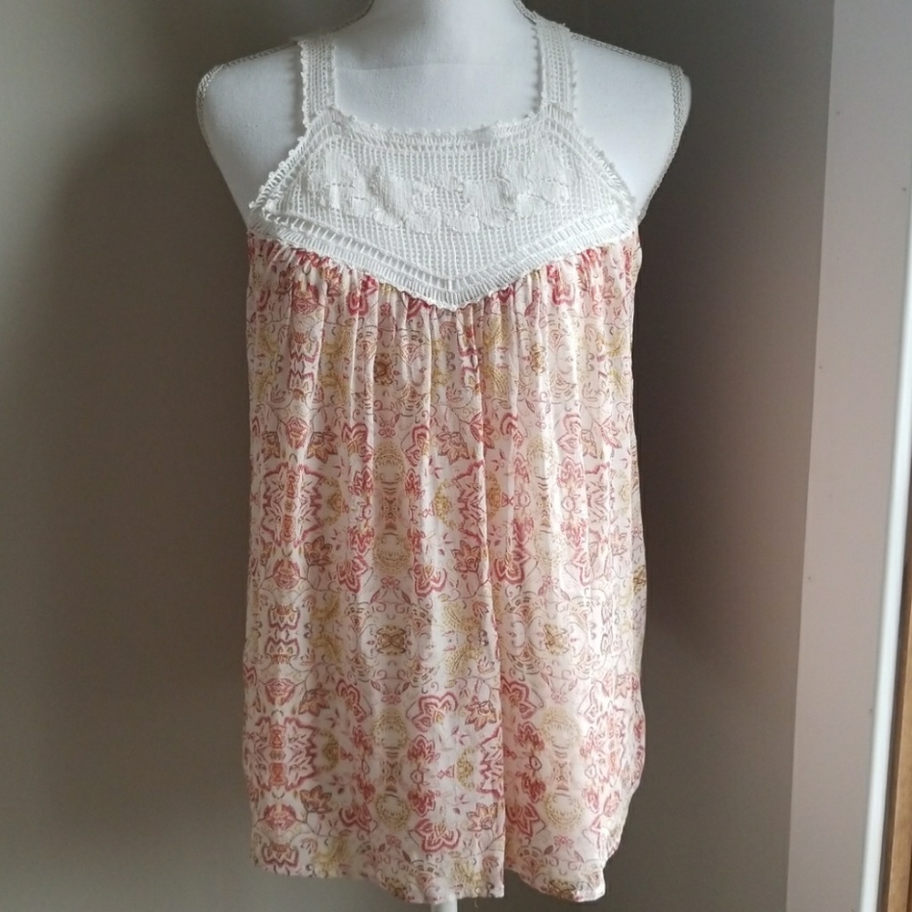 Joie sleeveless crochet top